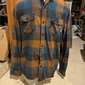 Vans Men's Checkered Blue and Brown Shirt